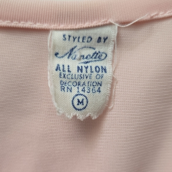 Vintage Styled by Nanette Bed Jacket Pink Nylon Embroidered Peter Pan Collar (M) - Picture 6 of 11